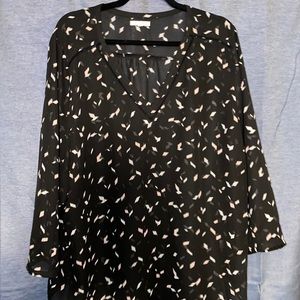 Maurices black blouse with blush and white design